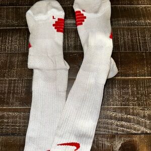 Nike White and Red elite Socks